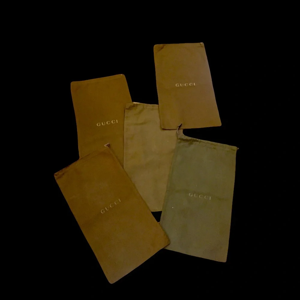 GUCCI Five (5) Brown Chocolate Drawstring Dust bag Garment bags Lightweight Soft